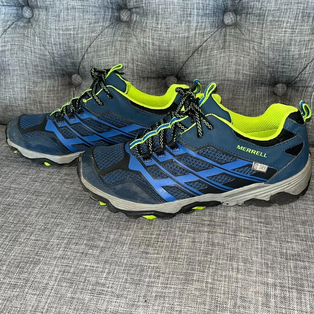 Merrell ML-B Moab Low Waterproof Shoes Youth SZ 5.5 Blue Running Walking